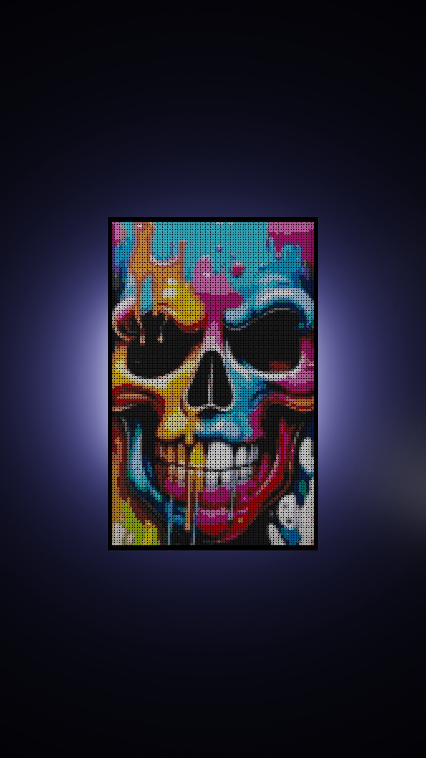 Vivid Decay LEGO® Style mosaic wall art made from colorful plastic bricks